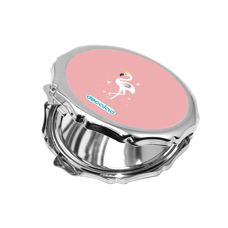 مرآة جيب صغيرة مزخرفة بتصميم فلامنجو بتاج مرآة جيب صغيرة مزخرفة بتصميم فلامنجو بتاج