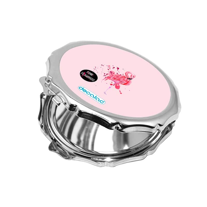 مرآة جيب صغيرة مزخرفة بتصميم فلامنجو وردي مرآة جيب صغيرة مزخرفة بتصميم فلامنجو وردي