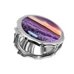 مرآة جيب صغيرة مزخرفة بتصميم ورود بنفسجيه