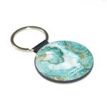 ميدالية مفاتيح دائرية بتصميم أزرق ذهبي