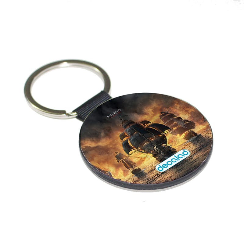 ميدالية مفاتيح دائرية بتصميم أساسنز كريد بلاك فلاغ ميدالية مفاتيح دائرية بتصميم أساسنز كريد بلاك فلاغ