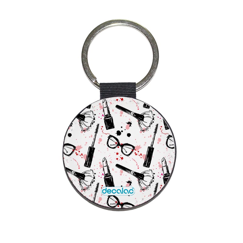ميدالية-مفاتيح-دائرية-بتصميم-ادوات-المكياج-والموضة-1