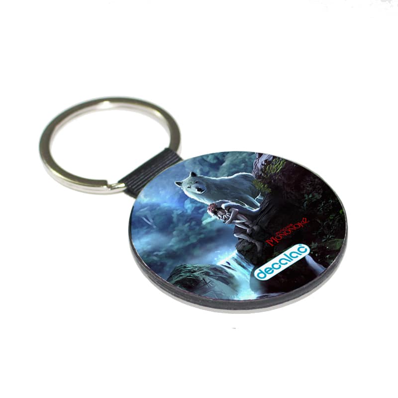 ميدالية مفاتيح دائرية بتصميم الاميرة مونونوكي مع ذئب ميدالية مفاتيح دائرية بتصميم الاميرة مونونوكي مع ذئب