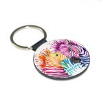 ميدالية مفاتيح دائرية بتصميم حمار وحشي ملون