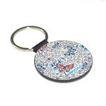 ميدالية مفاتيح دائرية بتصميم ورود وفراشات
