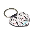 ميدالية مفاتيح شكل قلب بتصميم ادوات المكياج والموضة